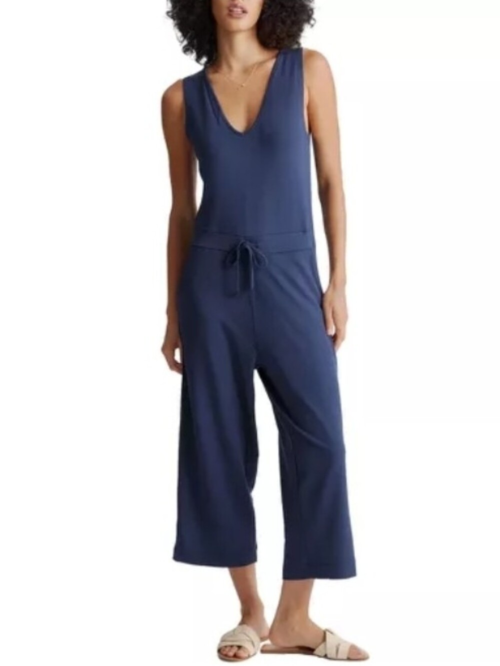 QUINCE French Terry Modal Jumpsuit Navy Sleeveless Sz XL